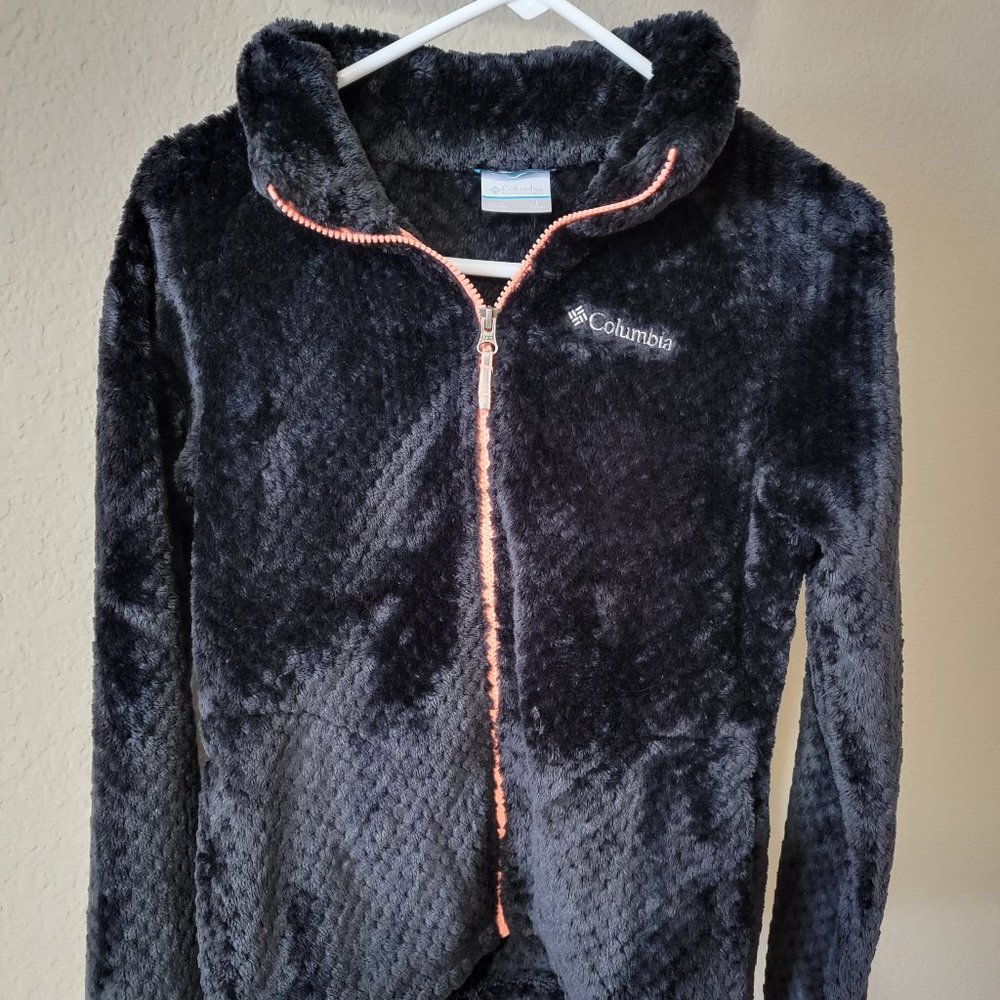 Columbia Girls Sherpa Jacket, Girls Size 14/16(L), Color Black with Peac…